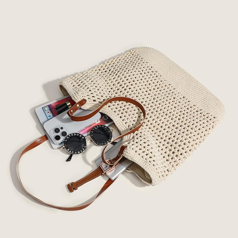 Пляжная сумка-тоут из плетеного материала, женская летняя сумка большой вместимости на одно плечо/подмышку