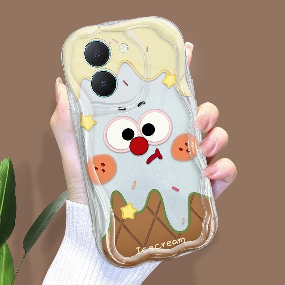 Милый мультяшный узор, кремовая текстура, мягкий силиконовый чехол с волнистыми краями, чехол для телефона для Vivo