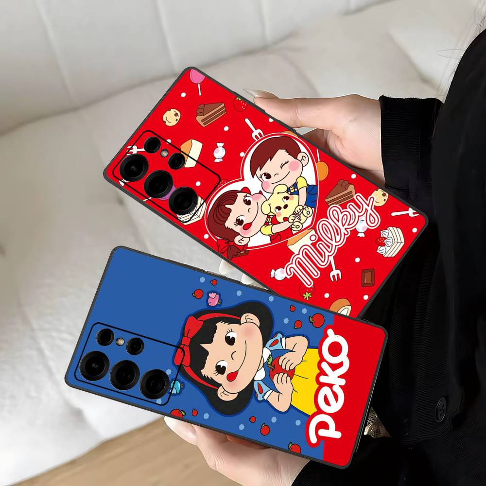 Fujiya Milky Peko Chan Phone Case For Samsung S 24 Fe 25 Ultra Plus 20 Lite 21 30 22 23 24 22 Ultra 5G Fundas