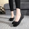 Women's Black Flat Moccasins - Bowknot Round Toe, Soft Sole, Old Beijing Style