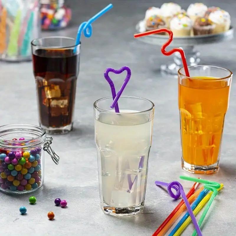 100/200/300PCS Disposable Plastic Straws Flexible Foldable Straw Boba Tea Smoothies Party Kitchen Bar