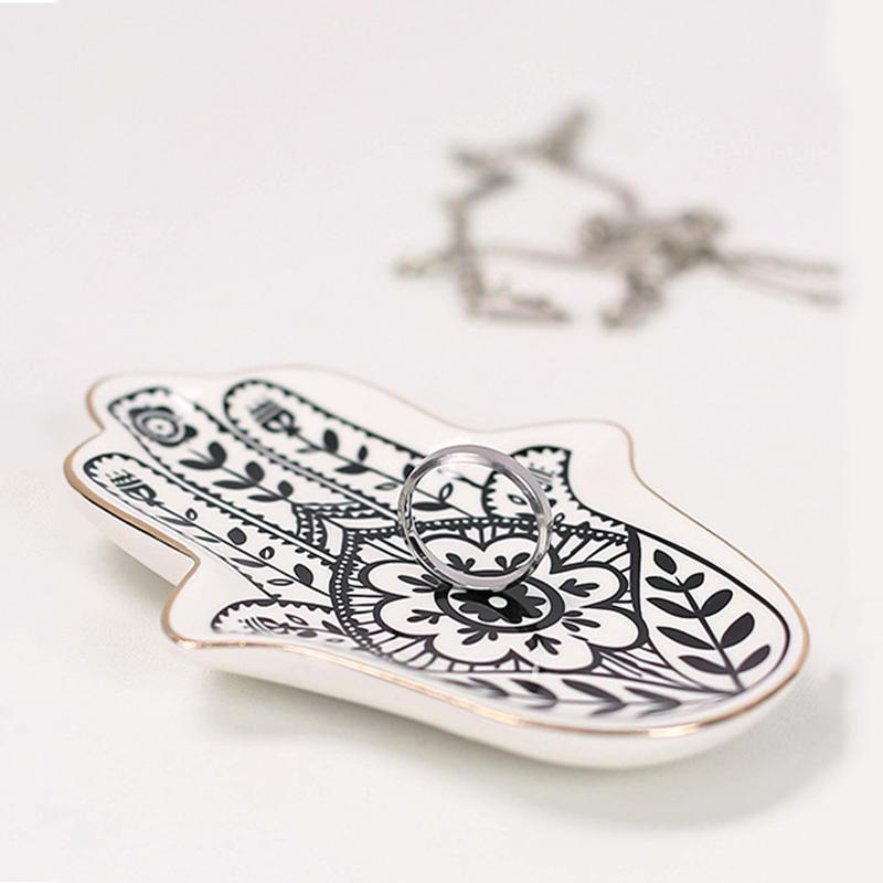 1шт поднос для украшений декоративный дизайн в форме руки элегантная золотая отделка домашний декор 11.5x8см