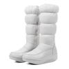 Модные женские теплые плюшевые зимние сапоги до середины икры Черные Белые Водонепроницаемые Пуховые Женские На танкетке Платформе Боковая молния Полусапожки