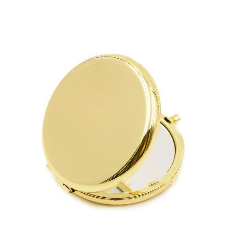 Double-sided Mirror Gold 65mm Flat Folding Portable Metal Makeup Mirror Creative Gifts
