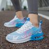 Air Cushion Women's Shoes Running Shoes Flying Woven Mesh Shoes Lace-up Size 43 Sports Shoes Women's Flat Bottom Shock Absorption Casual Shoes Large