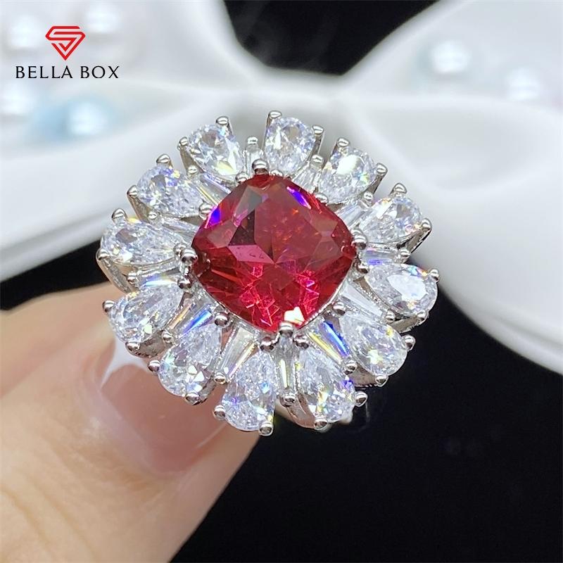 BELLA BOX Flower Shape Geometry Gorgeous Opening Rings For Women Zircon Engagement Party Fine Fashionable Jewelry Gift