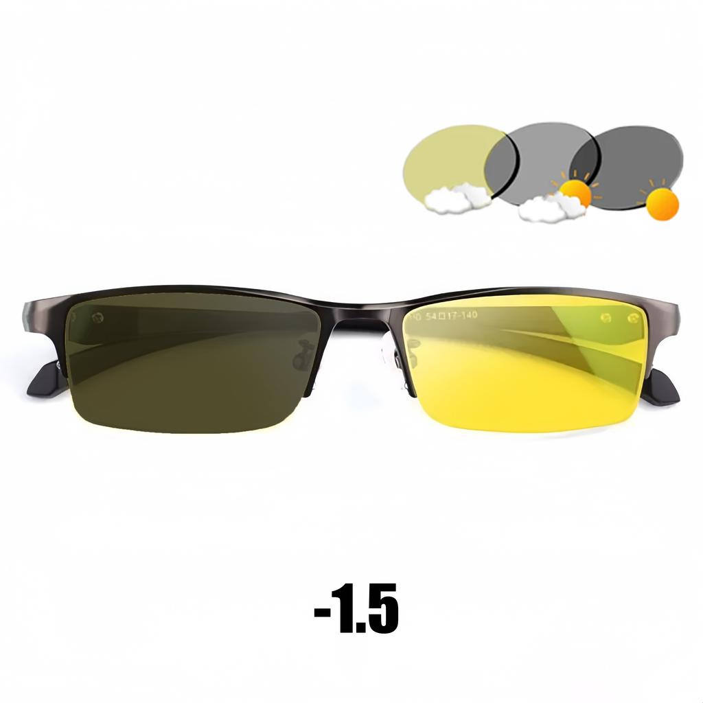 Деловой стиль Ночное видение Фотохромные очки для близорукости Мужские Винтажные очки для дня и ночи Желтые линзы Очки для близи