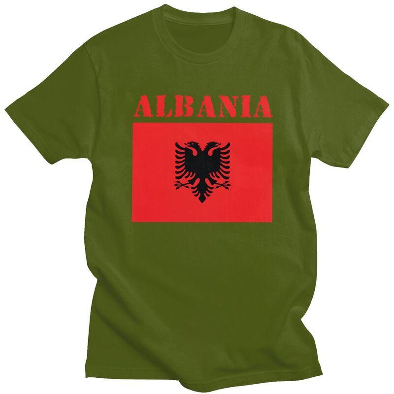Custom Fashion Albania Flag T Shirts Men ShortSleeve Tshirts Casual Tee Tops Pure Cotton Oversized Tshirts Gift