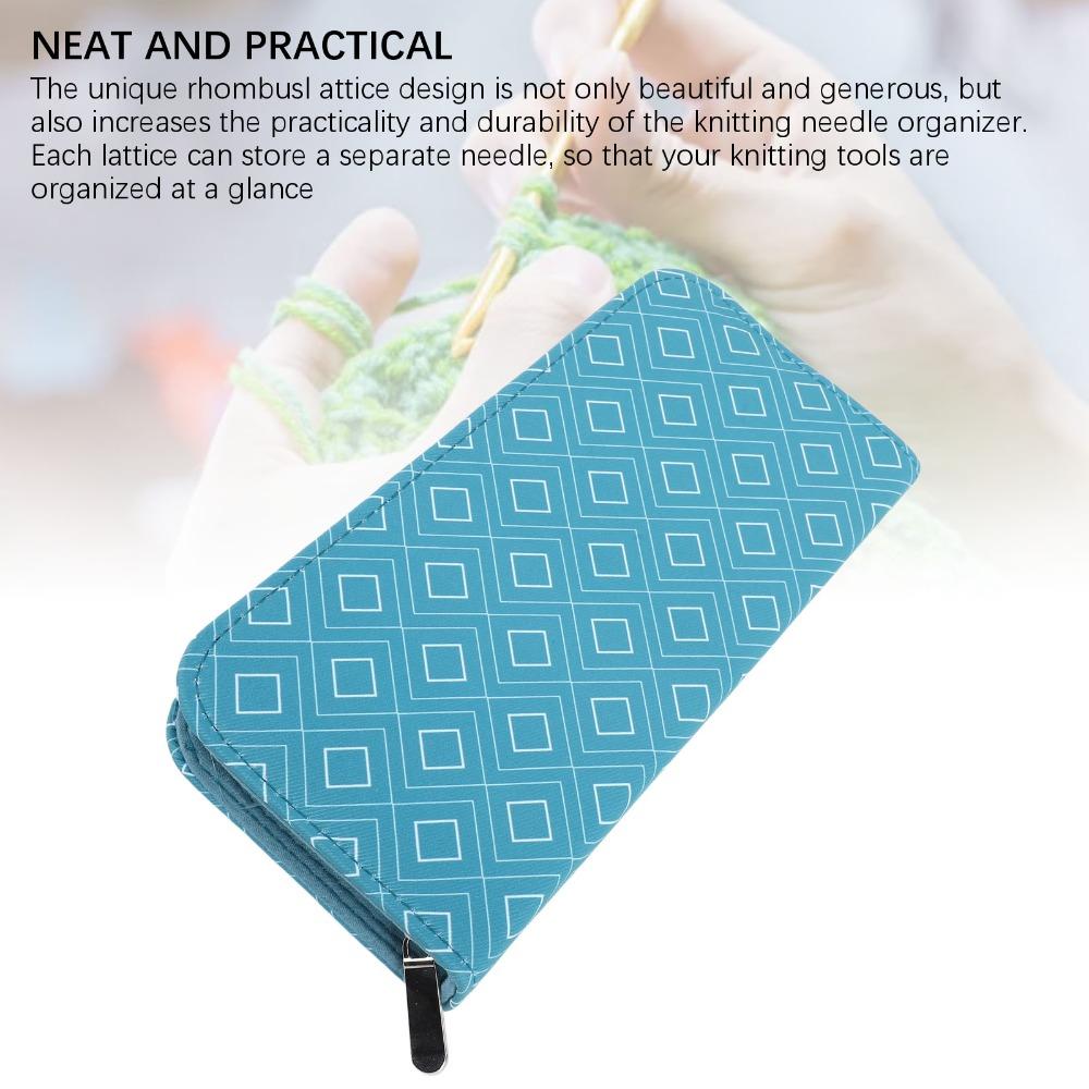 Oxford Fabric Knitting Needle Case Rhombus Lattice Pattern Knitting Bag For Sweater Knitting