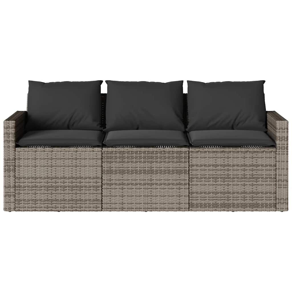 2 Piece Outdoor Dining Set with Cushions Grey Poly Rattan