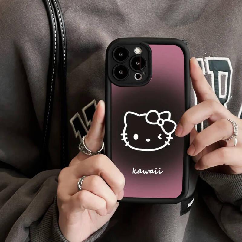Темно-фиолетовый чехол Hello Kitty для iPhone 13X/14Pro/15Plus/16Promax
