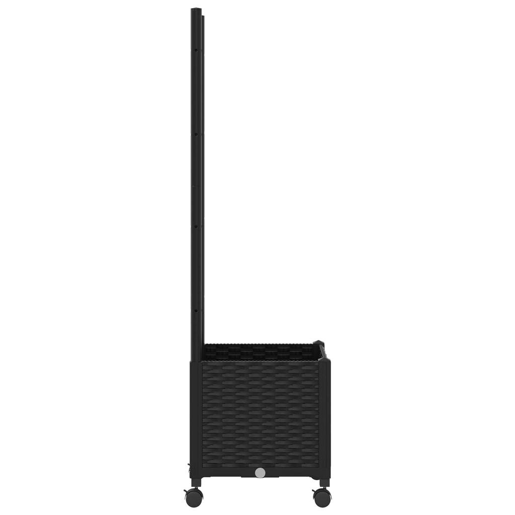 Planter with Trellis and Wheels Black 40 x 40 x 146 cm PP