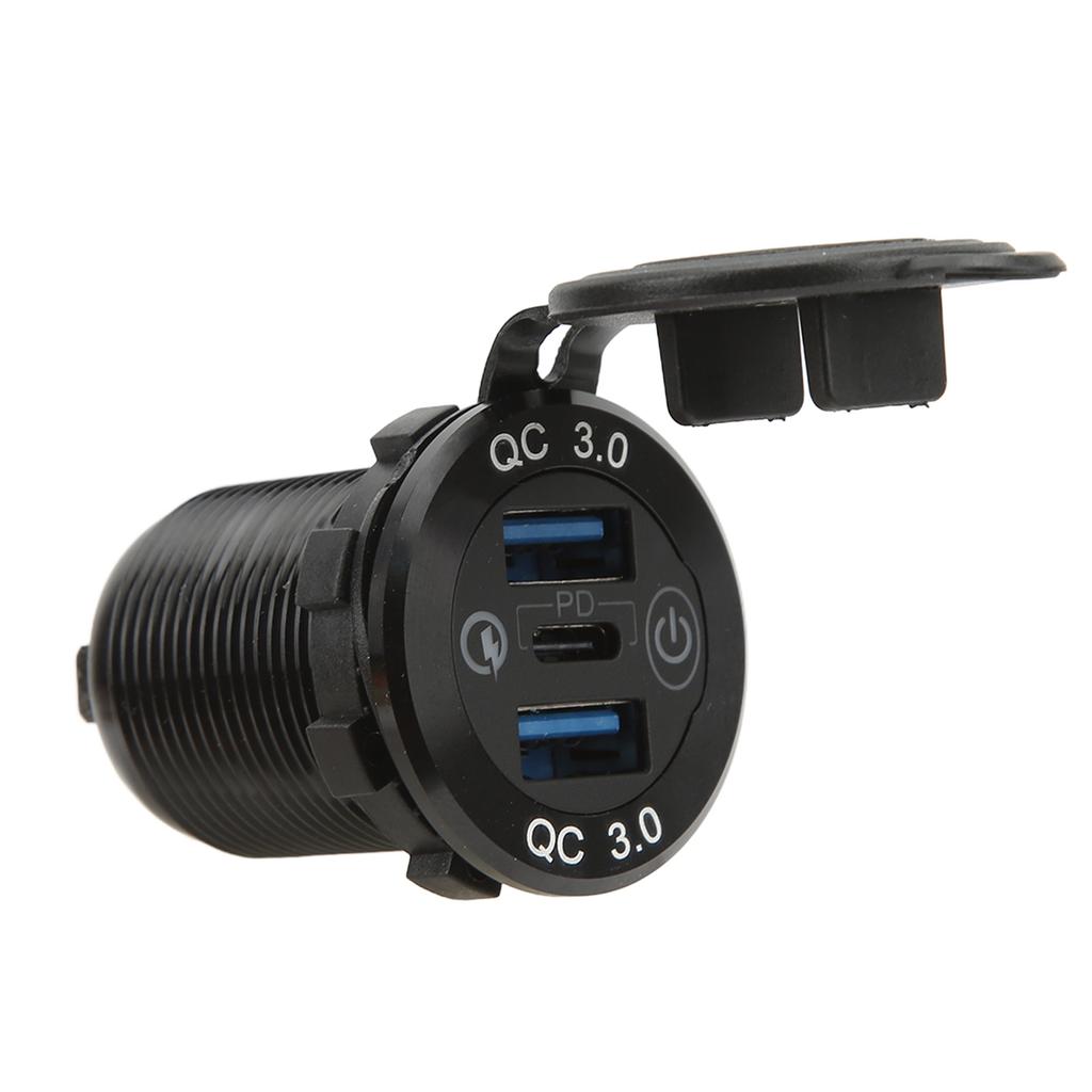 Гнездо USB-зарядки 3 порта Множественная защита Гнездо зарядки QC3.0 с водонепроницаемой крышкой для автомобилей грузовиков автодомов