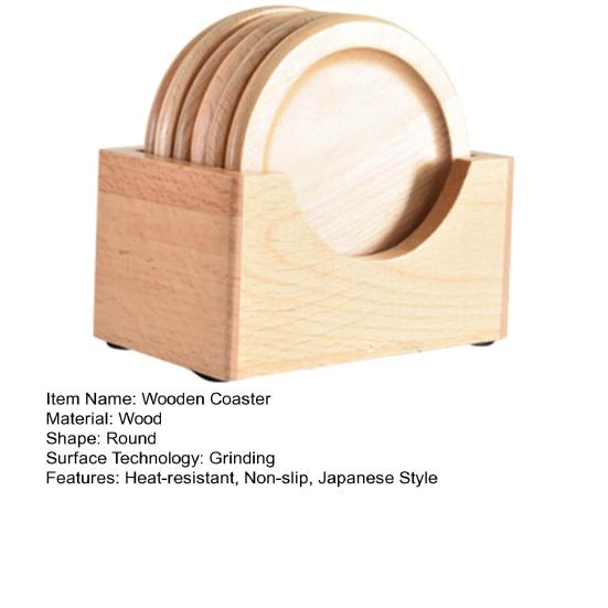 7 шт./компл. деревянная подставка с ящиком для хранения в японском стиле, натуральное дерево, термостойкая нескользящая столешница, круглая подставка для напитков, кофе, чая, подстаканник для кухни