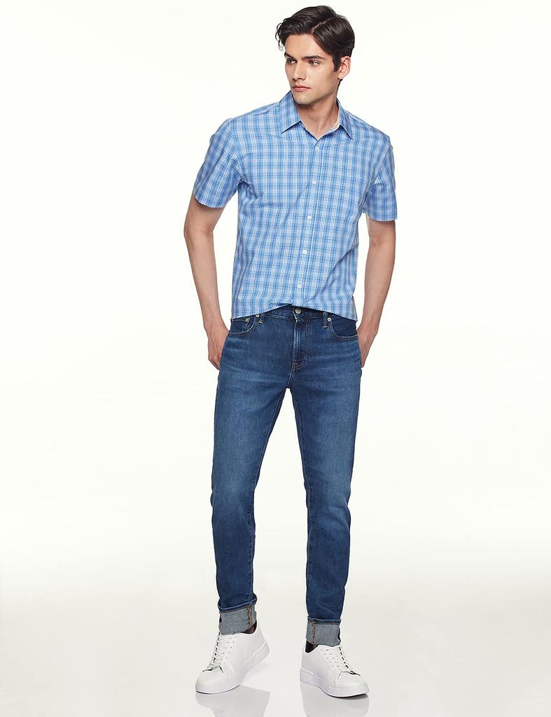 CQR Повседневная рубашка с коротким рукавом стандартного кроя с нагрудным карманом, легкая и хлопковая в клетку, идеально подходит для или доступна в больших размерах, мужская, прочная, 100%