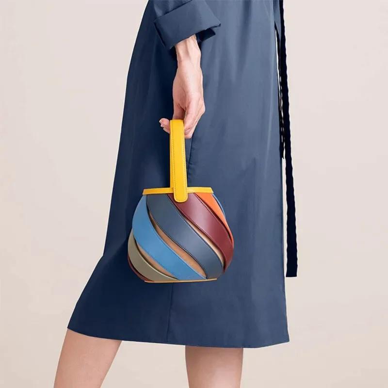Luxury Brand Designer Women's Fashion Retro Geometric Bucket Bag Elegant Versatile Texture Ladies Handbag 2023 Sac À Main Femme