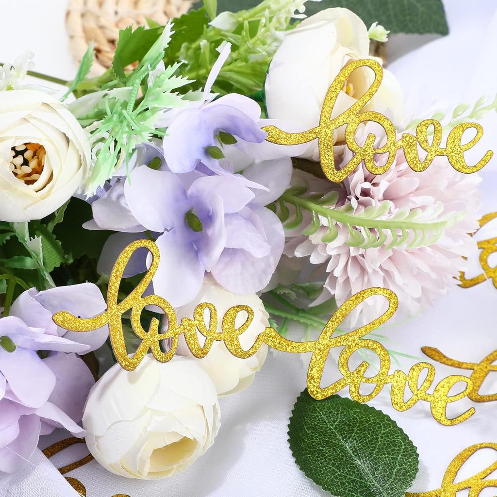 Sumind 100 Pieces Gold Wedding Table Confetti Love Glitter Confetti Engagement Party Table Paper Scatter Bridal Shower Decorations for Anniversary