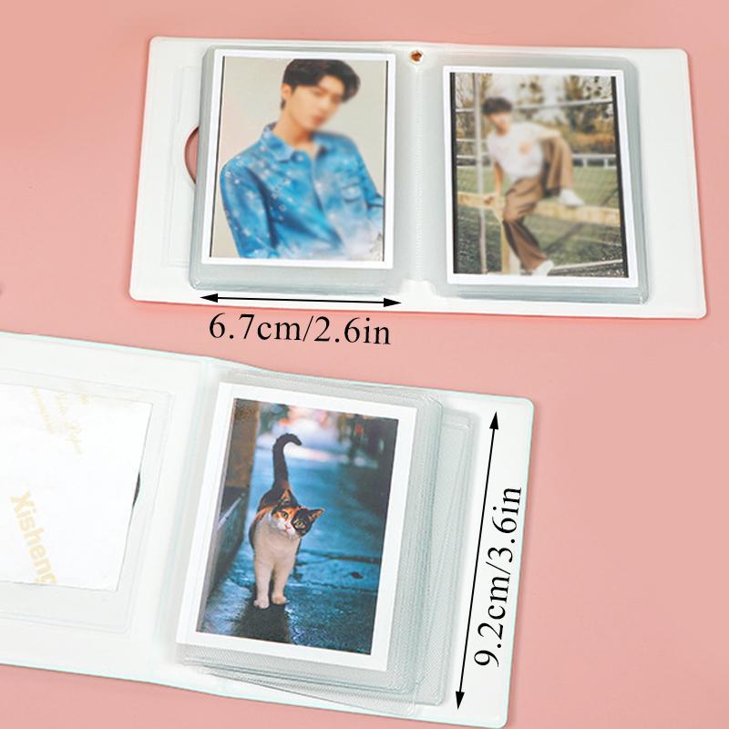 Solid Color 3-inch Photo Album Album Love Hollow Photocard Holder With Heart Pendant Kpop Idol Cards Collect Book Polaroid Album