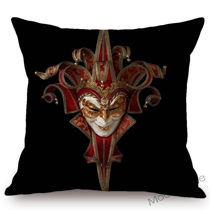 Venice Masquerade Mask Fashion Venetian Masks Art Sofa Pillowcase Linen Beauty Store Girl Room Decoration Pillow Cushion Cover
