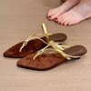 Мода 2025 Новые летние женские сандалии-шлепанцы с перекрестными ремешками и открытым носком, заостренные, на пляж, с повседневной подошвой, модные сандалии