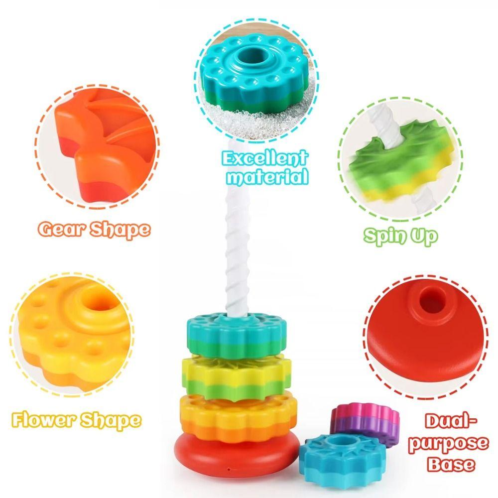 Montessori Rotating Screw Bolt Toys Perception Training Stacking Rainbow Tower  Infant