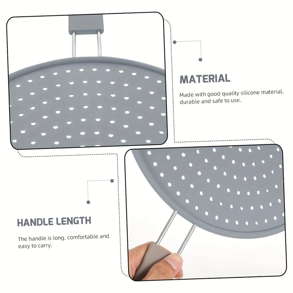 Silicone Kitchen Splatter Screen with Handle Heat-resisting Oil Splash Guard Drain Board Cover Kitchen Frying Pan Lid