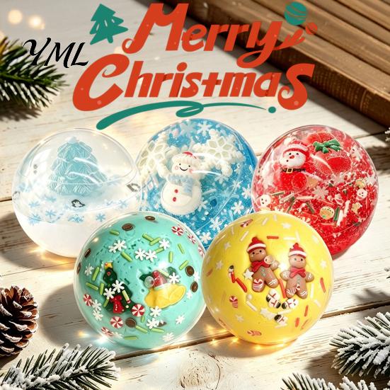 Xmas Theme Sensory Toy 1/4Pcs Christmas Stress Ball Fidget Toy, Anxiety Relief Squeezable Ball, Party Favors for Adults and Kids Soft Balls