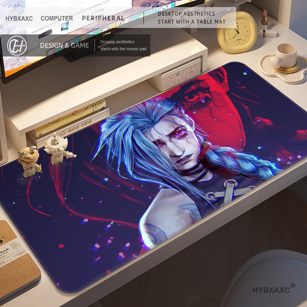 Hybxaxc Hd Mouse Pad Gamer Arcane Large Mousepad Gamer Accessories Pc Computer Keyboard Desk Pad Aleague Of Legends Jinx Rubber