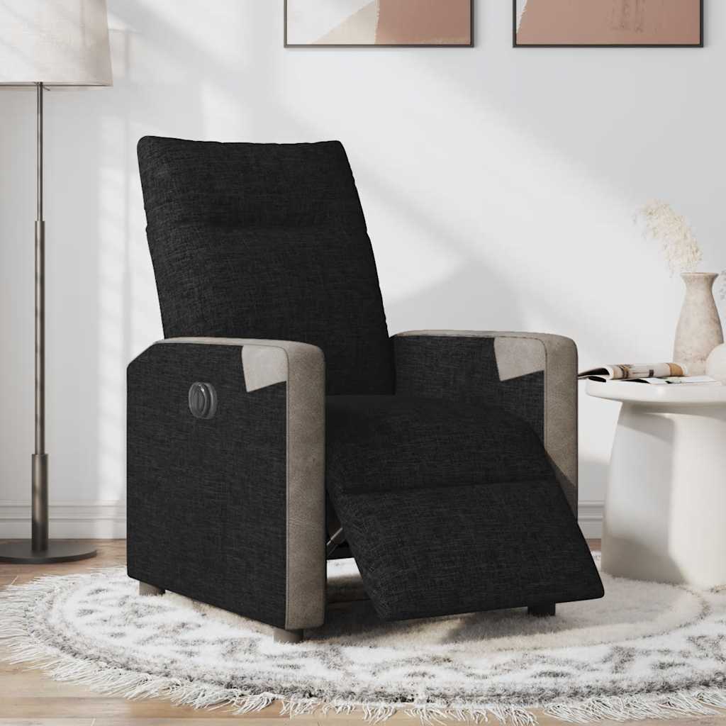 Electric Recliner Chair Black Fabric