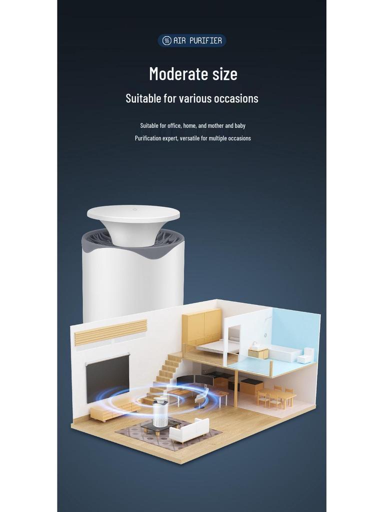 Dual-Function Desktop Air Purifier with UV Sterilization and Night Light