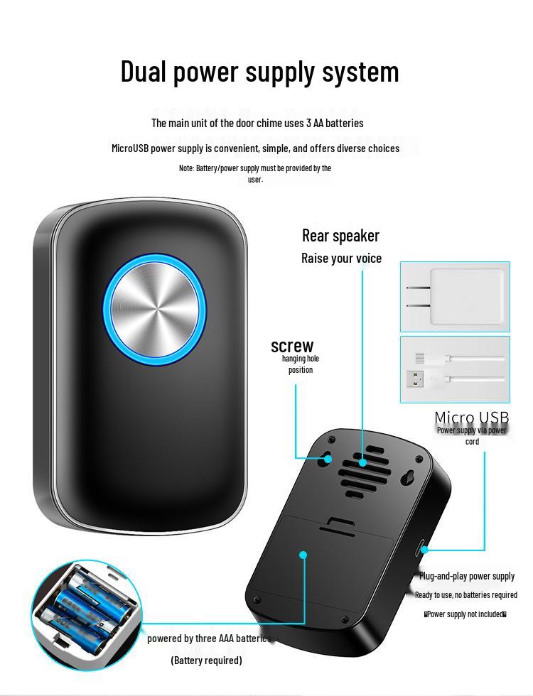 Waterproof Wireless Doorbell: Battery-Powered, One-to-One, Non-Plugged Design