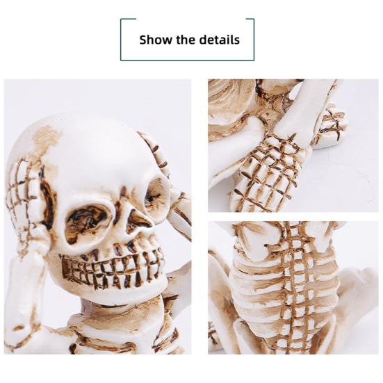 3 шт. Украшения в виде черепа, статуэтки скелетов для йоги из смолы, статуэтка «Слышу, вижу, не говорю, не злу», готический домашний декор на Хэллоуин для коллекционеров черепов