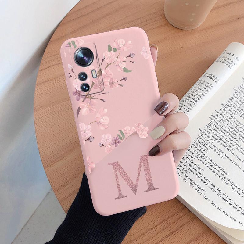 Милый Чехол с Первой Буквой Для Xiaom 12T 12T Pro Задняя Крышка Простой Стиль Цветок Мягкий Силикон Чехлы Для Xiaomi Mi 12 T Pro Кейс