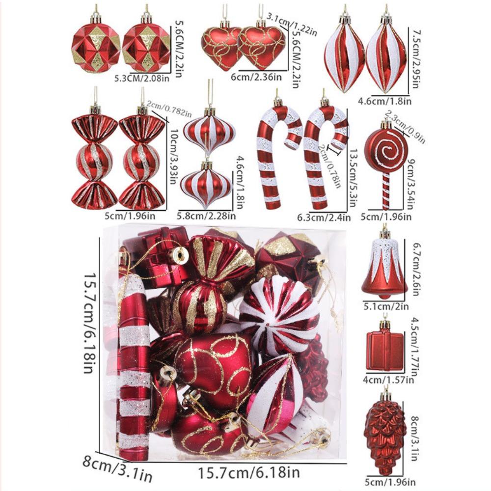 Сердце Рождественский подвесной шар Набор Конфетная трость Веселая рождественская елка Декор Домашний рождественский декор