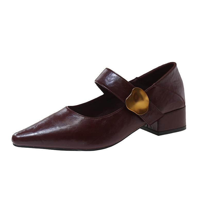 Туфли Мэри Джейн с темпераментом, с мелким вырезом, новые, ретро, с острым носком, универсальные, женские туфли, одинарные туфли