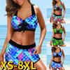 Summer High Waist Bikini Swimsuit Women Bathing Suit Bikini Set New Design Printing Loose Swimwear Beach Swimming Suit XS-8XL