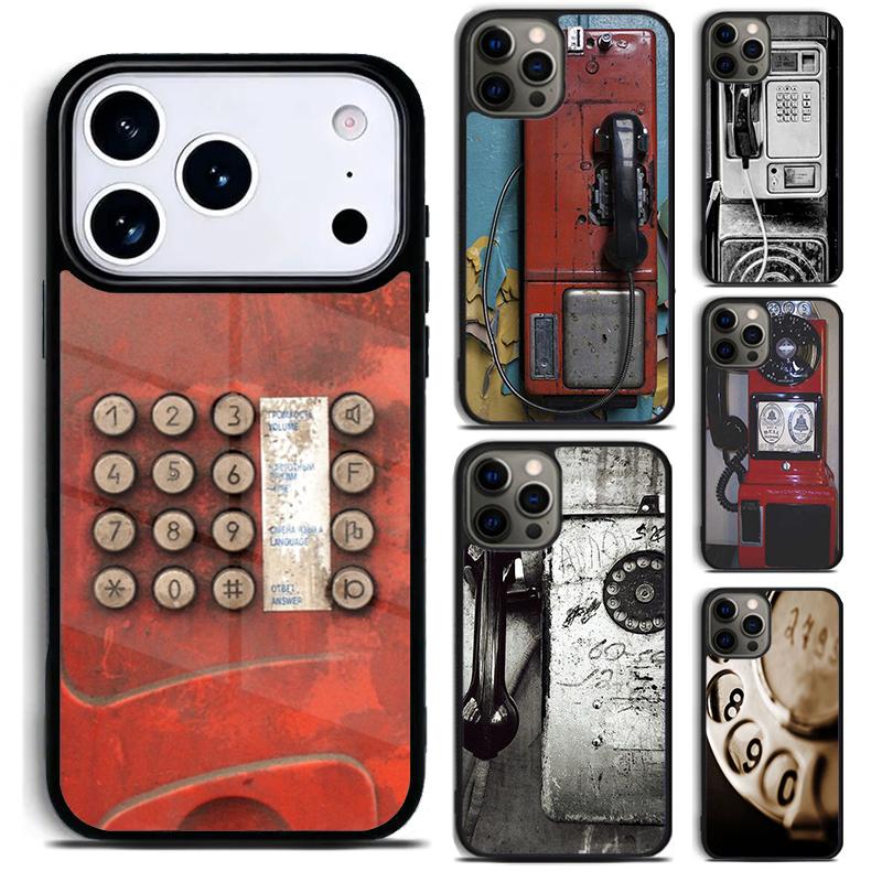 Ретро красный таксофон Винтажный таксофон Чехол для телефона для iPhone 17 16 15 Pro Max Air 14 13 12 11 Plus Ударопрочный чехол Capa
