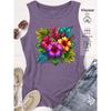 Elegant Vest for Women Tropical colorful hibiscus flower print casual loose summer vest Fashionable and elegant tops for commuting, vacation, and