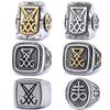 Personalized Dark Series Logo Ring Stainless Steel Satan Pitting Steel Color Gold