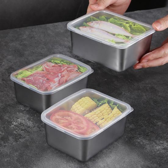 Гарнир для тушеного мяса с крышкой из нержавеющей стали, дизайн с изогнутыми краями, стабильное размещение, студенческая коробка для бенто, поднос для обеда, герметичная коробка для овощей
