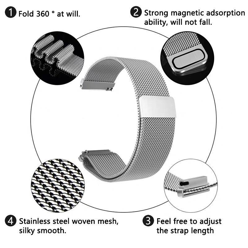 Новый металлический ремешок для часов 18, 20, 22 мм для часов Samsung Watch 3, 45/41/46/42 мм Active 2 Frontier, ремешок для часов Huawei Watch GT 2e, Versa3 Sense и традиционных часов.