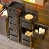 Living Room Multifunction Rotatable Kitchen Cart Storage Shelf Side Table Storage Rack Trolley Rolling Storage Cart with Drawers