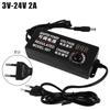 EU AC Adjustable Adapter Display Screen DC 3V-24V 2A Voltage Regulated Power Supply Adatpor Plastic