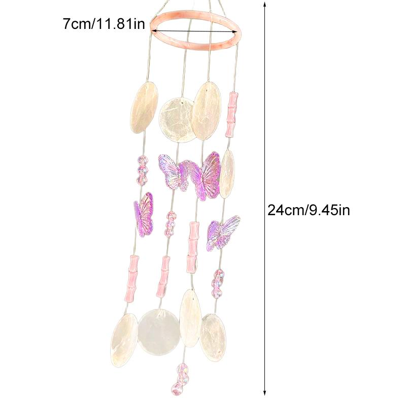 1Kit Handmade Shell Wind Chime Elegant Butterfly Wind Chime Gift Wind Chime Material Pack Photography Props 3 Colors