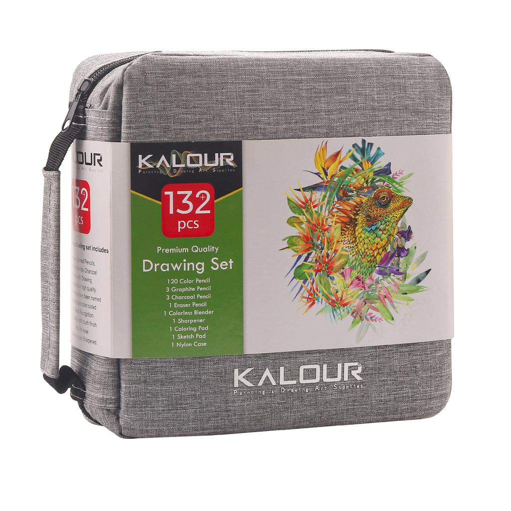 Hot Sale Vibrant Colors Oil-based Lead Oily Core 132pcs 120colors Colored Pencil Set in Zippered Nylon Case for Artist