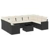 VidaXL Salon de Jardin avec Coussins 10 pcs, Canapés de Terrasse, Ensemble de Meubles de Patio, Mobilier d'Extérieur, Noir 3219396