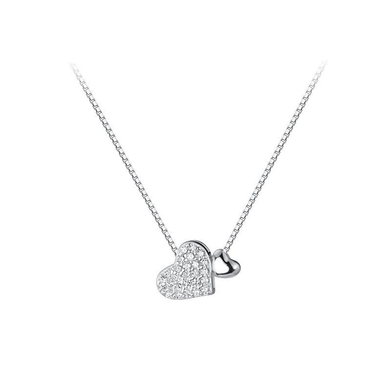 Серебряный кулон-сердце с бриллиантами S925 - Корейский стиль