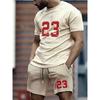 2025 New Men's Short Sleeve Shorts 2-Piece Tracksuit Fashion 23 Digital Printed Crewneck T-Shirt and Drawstring Shorts Set