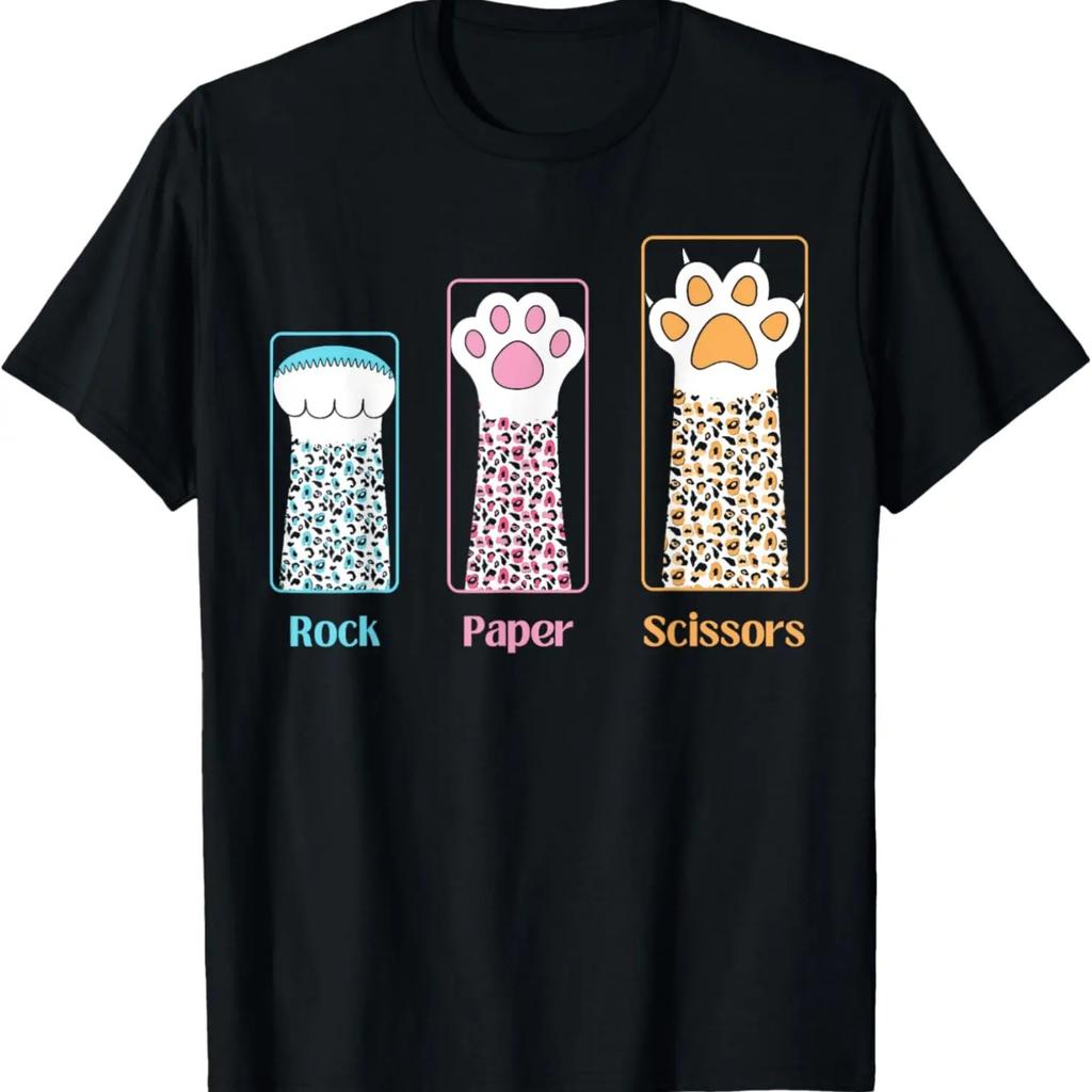 Funny Rock Paper Scissors Leopard Cat Paw T-Shirt