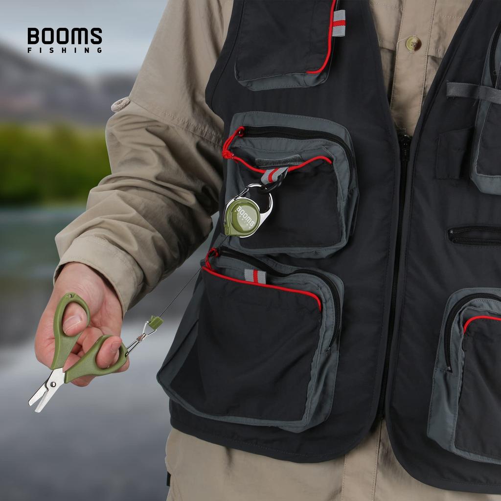 Booms Fishing Карабин RG1 с катушкой для крепления на одежду, Брелок-катушка, Зеленый, Набор из 3 штук